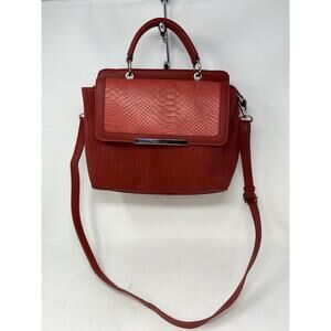 Karla Hanson Crossbody Bag Red Top Handle Snake Print Vegan Leather Pockets